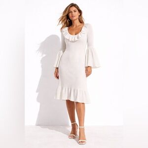 NWOT Staud White Cream Elrow Knit Midi Dress